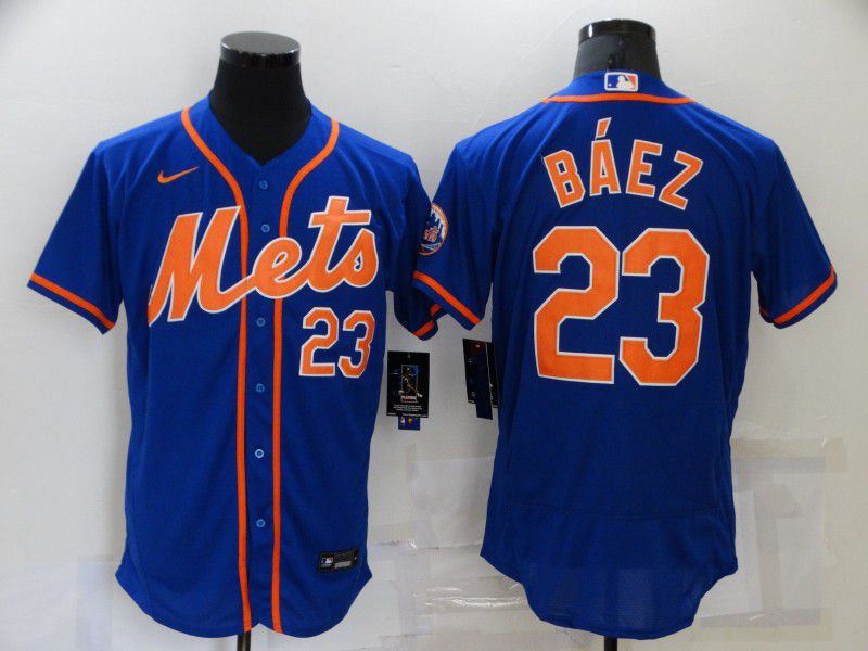 Men New York Mets #23 Baez Blue Elite 2024 Nike MLB Jersey style 1